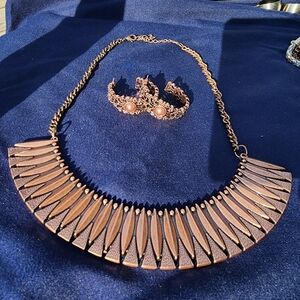 Copper Color Statement Necklace and Earrings Set